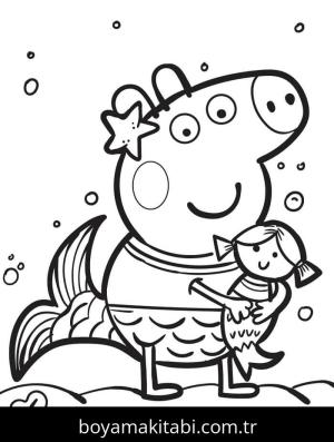 Peppa Pig boyama sayfası – basit çizim, kolay boyama