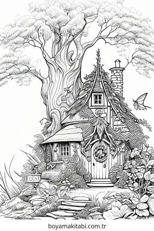 Peri Evi boyama sayfası – kolay boyama, eğitici aktivite