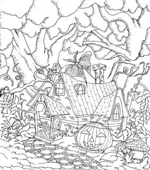 Peri Evi boyama sayfası,  coloring page, Cadılar Bayramı’nda Peri Evi, 