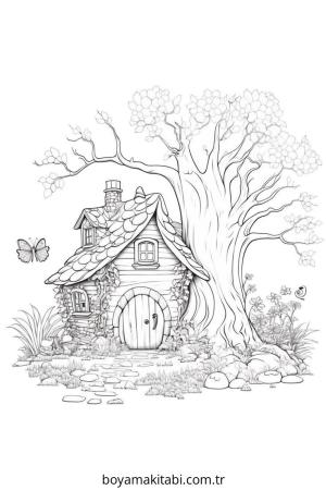 Peri Evi boyama sayfası – okul öncesi, evde etkinlik