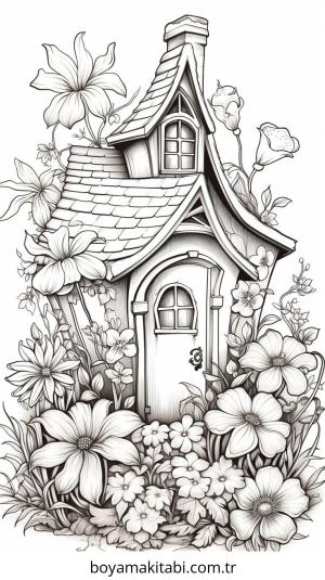 Peri Evi boyama sayfası – çocuklar için, çizgi film temalı