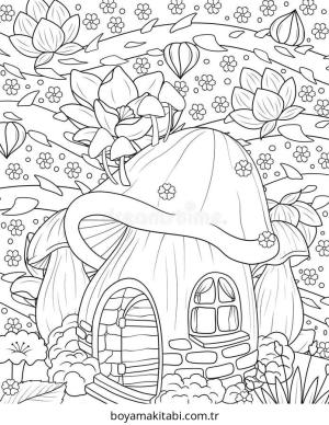 Peri Evi boyama sayfası – çocuk aktivitesi, PDF indir
