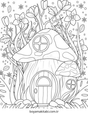 Peri Evi boyama sayfası – renkli çizimler, okul öncesi