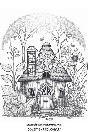Peri Evi boyama sayfası – boyama etkinliği, çocuk aktivitesi