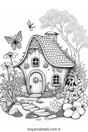 Peri Evi boyama sayfası – PDF indir, sevimli karakter