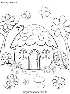Peri Evi boyama sayfası – renkli çizimler, okul öncesi