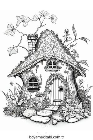 Peri Evi boyama sayfası – sevimli karakter, sanatsal çalışma