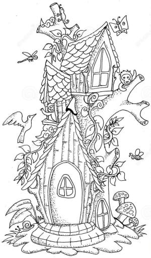 Peri Evi boyama sayfası,  coloring page, Peri Evi ve Hayvan, 