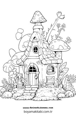 Peri Evi boyama sayfası – sevimli karakter, sanatsal çalışma