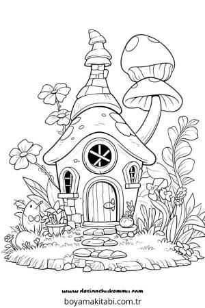 Peri Evi boyama sayfası – çizgi film temalı, basit çizim