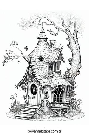 Peri Evi boyama sayfası – eğitici aktivite, yaratıcılık