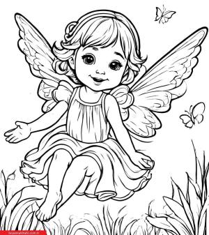 Peri boyama sayfası, Fairy coloring page, , 