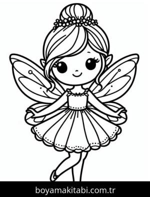 Peri boyama sayfası – PDF indir, sevimli karakter