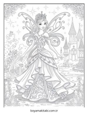 Peri boyama sayfası – çizgi film temalı, basit çizim