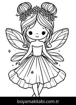 Peri boyama sayfası – basit çizim, kolay boyama