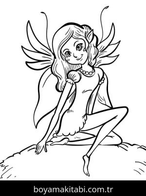 Peri boyama sayfası – sevimli karakter, sanatsal çalışma