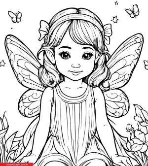 Peri boyama sayfası, Fairy coloring page, , 