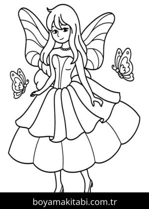 Peri boyama sayfası – çizgi film temalı, basit çizim