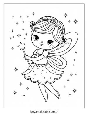 Peri boyama sayfası – çocuk aktivitesi, PDF indir