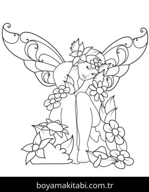 Peri boyama sayfası – sanatsal çalışma, çocuklar için