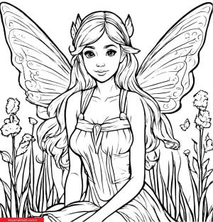 Peri boyama sayfası, Fairy coloring page, , 