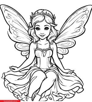 Peri boyama sayfası, Fairy coloring page, , 