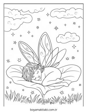 Peri boyama sayfası – sanatsal çalışma, çocuklar için