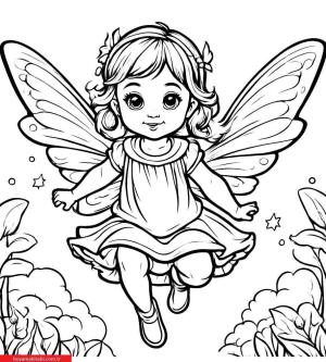 Peri boyama sayfası, Fairy coloring page, , 