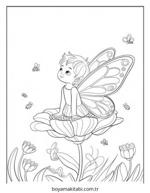Peri boyama sayfası – basit çizim, kolay boyama