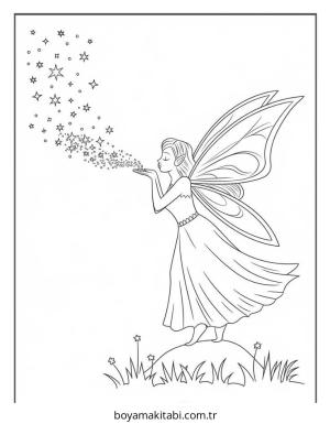 Peri boyama sayfası – çocuklar için, çizgi film temalı