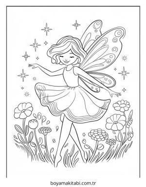 Peri boyama sayfası – sanatsal çalışma, çocuklar için