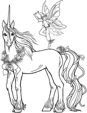 Peri boyama sayfası, Fairy coloring page, Peri ve Tek Boynuzlu At, 