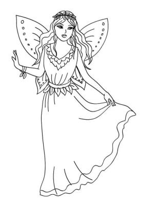 Peri boyama sayfası, Fairy coloring page, Elbiseli Güzel Peri, 