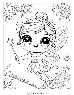 Peri boyama sayfası – basit çizim, kolay boyama