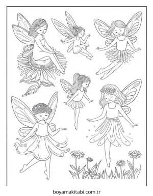 Peri boyama sayfası – renkli çizimler, okul öncesi