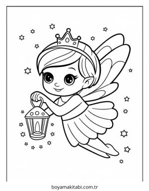 Peri boyama sayfası – basit çizim, kolay boyama