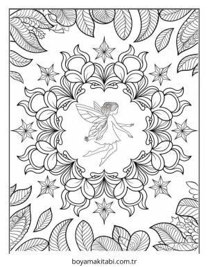 Peri boyama sayfası – sevimli karakter, sanatsal çalışma