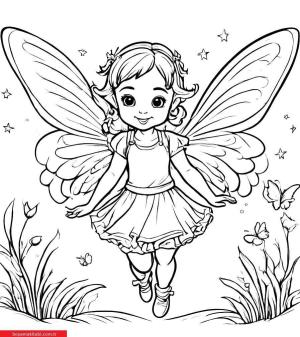 Peri boyama sayfası, Fairy coloring page, , 