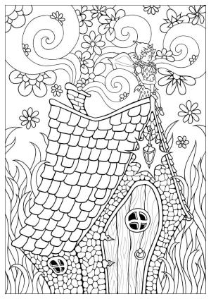 Peri boyama sayfası, Fairy coloring page, Peri Evi, 