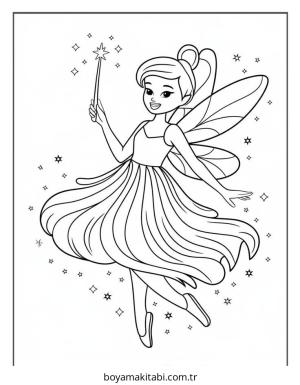 Peri boyama sayfası – PDF indir, sevimli karakter