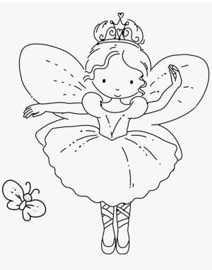 Peri boyama sayfası, Fairy coloring page, Küçük Peri ve Kelebek, 