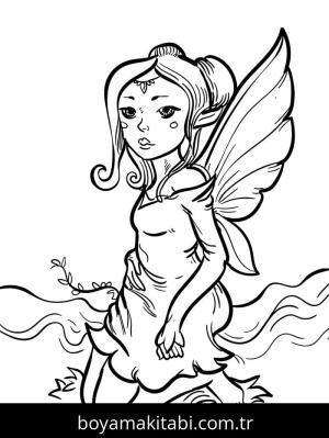 Peri boyama sayfası – çizgi film temalı, basit çizim