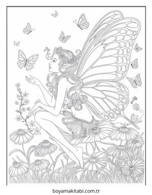 Peri boyama sayfası – çocuk aktivitesi, PDF indir