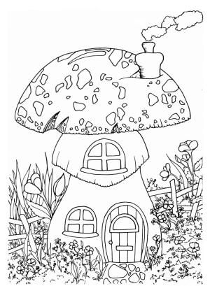 Peri boyama sayfası, Fairy coloring page, Perinin Mantar Evi, 