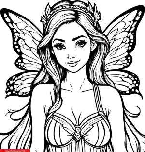 Peri boyama sayfası, Fairy coloring page, , 