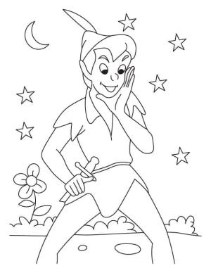 Peter Pan boyama sayfası,  coloring page, Gülümseyen Peter Pan, 