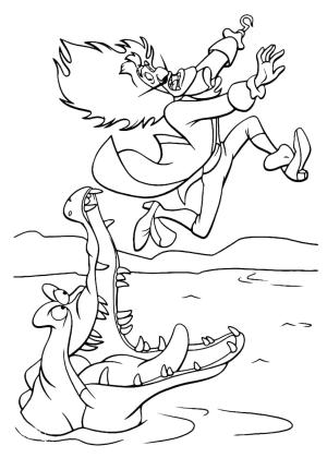 Peter Pan boyama sayfası,  coloring page, Timsah ve Kaptan Kancasına Tik Tak, 