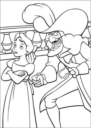 Peter Pan boyama sayfası,  coloring page, Wendy ve Kaptan Kanca, 