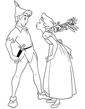 Peter Pan boyama sayfası,  coloring page, Peter Pan, Wendy ve Tinker Bell, 