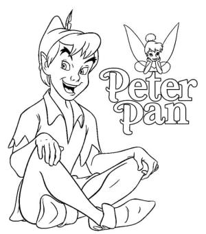 Peter Pan boyama sayfası,  coloring page, Tinker Bell ile Mutlu Peter Pan, 